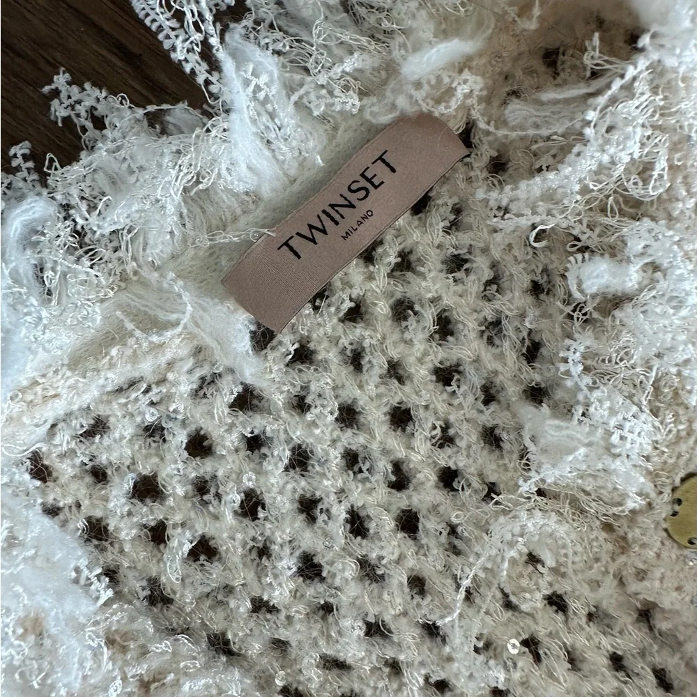 Twinset Cream Textured Cardigan - Picture 7 of 7